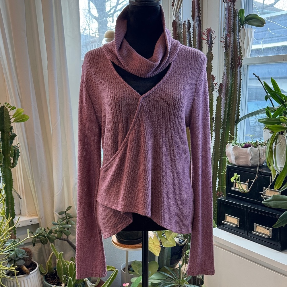 Elegant Plum Cowl Neck Sweater